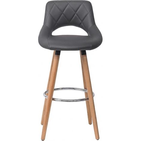 Barhocker Hochstuhl mit Ergonomischer Rückenlehne und Rutschfesten Füßen für Küche und Bar Kunstleder Grau (1/5)