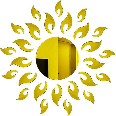 3D Miroir de Tournesol Stickers,Tournesol Autocollants Muraux Amovibles Etiquette Autocollante Acrylique Miroirs Stickers,Décoration Murale pour Salon, Chambre à Coucher, Décoration de Ferme Or (1/5)