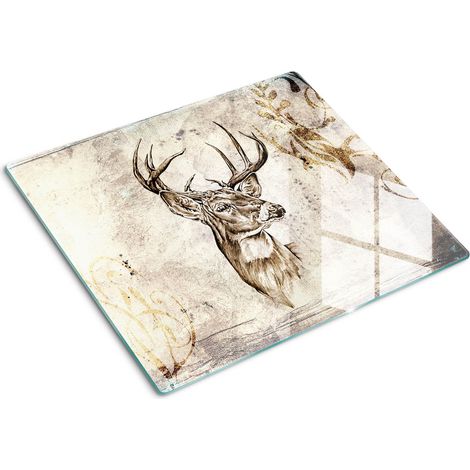 Planche de cuisine, couvre plaque, verre planche découper, verre trempé – 60 x 52 cm - Cerf