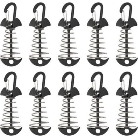 Piquets d’ancrage de surface en alliage d’aluminium résistants au vent – Piquets en forme d’arête de poisson avec ressort intégré pour tentes, accessoires de fixation portables pour cordes en camping  (1/4)