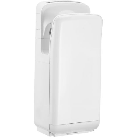 Sèche-mains mural vertical, moteur 19000 tr/min, flux d'air double face, filtre HEPA, ABS robuste, séchage rapide pour sanitaires professionnels et maison moderne, blanc. (1/5)