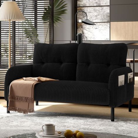 Canapé dossier haut poches latérales intégrées pieds en métal rembourrage confortable (1/5)
