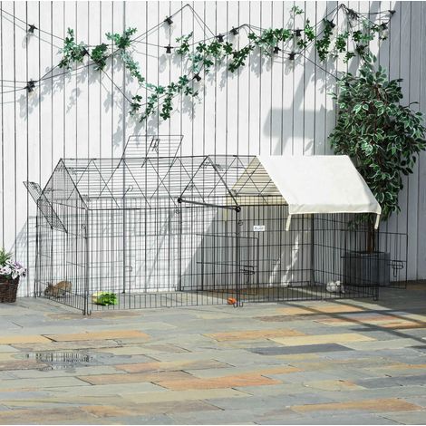 CHICFURN Recinto esterno per piccoli animali 220 x 103 x 103 cm in metallo nero con tetto (1/5)