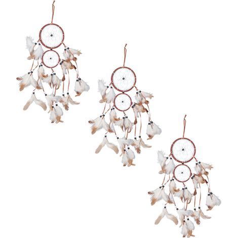 Déco suspendue chambre fille 3 pièces, plume légère marron, ornement mural unique mignon pour fenêtre plafond, décoration bohème (1/5)