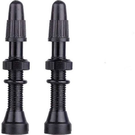 paire de valves tubeless - Pièces de vélo - Valves tubeless pour vélos - Noyau tubeless - Valves Presta pour vélos - Pour vélos de route et VTT - Tiges de valve tubeless en aluminium - 60 mm - Noir (1/5)