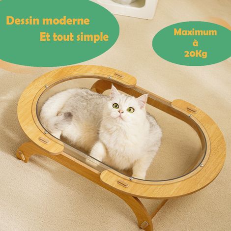 Niches À Chat en bois Capsule spatiale transparent lit de minou par terre facile range maximum 20KG 47x38x16cm (1/4)