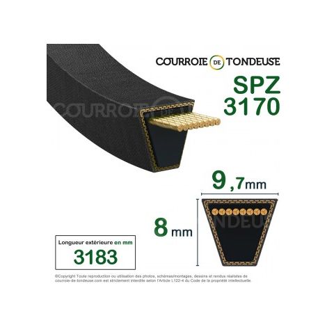 Courroie type trapézoïdale lisse SPZ3170