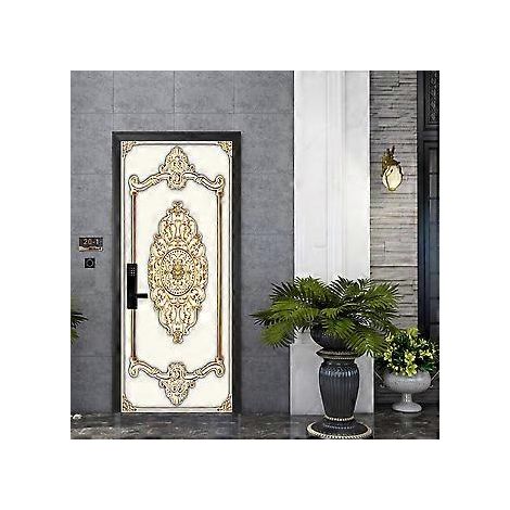 StyleM 77x200cm 3D Türaufkleber Weinkeller Fototapete Trompe-l'œil Wandaufkleber PVC Wasserdichte Tapete für Schlafzimmer Badezimmer Küche Dekoration D
