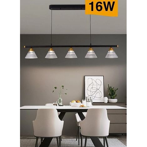 Trade Shop - 16WATT SCHWARZE LED-PENDELLEUCHTE MIT 5 LICHTERN 3 LICHTFARBEN A69-3C - (1/2)