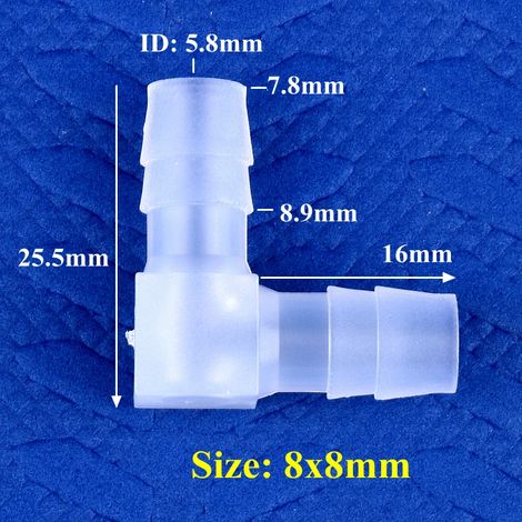 (8x8mm-5 pièces) Raccords coudés en PP pour aquarium, aérateur de pompe à air, joint en forme de pagode, irrigation de jardin, tuyaux médicaux (1/5)