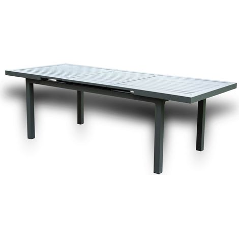 HOME DELUXE - Gartentisch ausziehbar - CALIDO - ca. 180 (240) x 97,5 x 76,5 cm -Gestell und Tischplatte, Gestell Aluminium, Tischplatte Glas, inkl. Zubehör I Gartenmöbel Ausziehtisch Balkonset  Lounge (1/4)