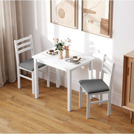 MEUBLIV Ensemble table à manger 3 pièces blanc avec 2 chaises rembourrées gain de place (1/5)
