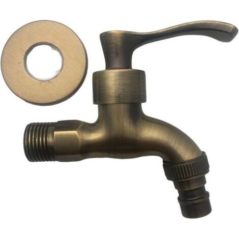 Robinet de machine à laver, grue en bronze antique, robinet extérieur décoratif, jardin vintage (bronze) (1/4)