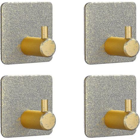 Lot de 4 crochets adhésifs muraux, fixation sans perçage pour tableaux, (doré) J (1/2)