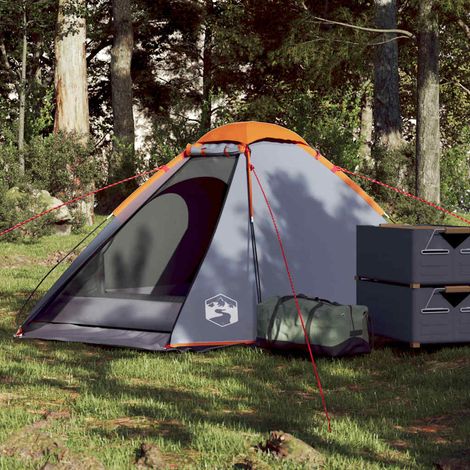 vidaXL Tente de camping à dôme 2 personnes gris et orange imperméable (1/5)