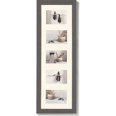Cadre Photo Gris 10x15 cm galerie avec Passe-Partout, Cadre en Bois (1/5)