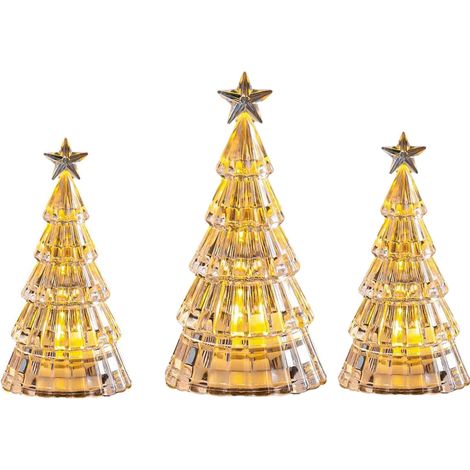 Sapin De Noël LED - Transparent - Jaune Chaud - Grand Et Petit - Décoration Intérieure - Lot De 2 (1/5)