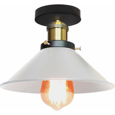 Lampada a sospensione con paralume in metallo dimmerabile, kit di montaggio a semi-soffitto, adatta per hall/bar, finitura spazzolata anticata (stile industriale retrò) (1/4)