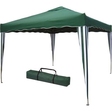 GAZEBO IN ACCIAIO bianco/verde 3x3 MT 2,6h - RICHIUDIBILE A OMBRELLO FISARMONICA + SACCA
