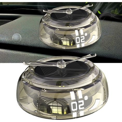 Diffuseur parfum voiture solaire, hélice autorotative en métal solide, désodorisant transparent pour véhicule (1/5)