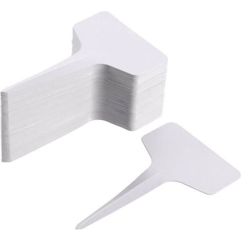 Pack of 200 T-type plastic garden labels, 6 x 10 cm, waterproof and white.