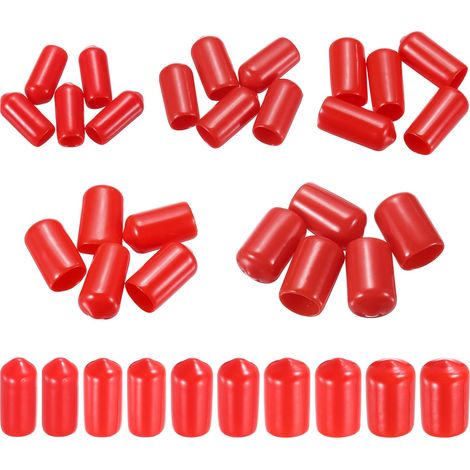50Pcs Embout Caoutchouc 6mm 7.5mm 9.5mm 11mm 12.5mm Cache Vis Rouge de Protection Rond pour Boulon, Tuyau de Plomberie (1/5)