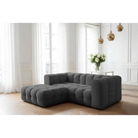 Ecksofa Designersofa SOLVIE XS in Stoff Moly Anthrazit Ottomane Links