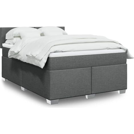Boxspringbett mit Matratze Dunkelgrau 160x200 cm Stoff