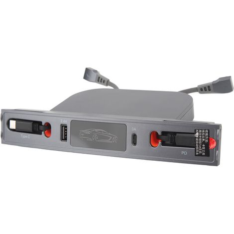 Hub USB pour voiture, charge rapide 27 W, avec 2 câbles, station d'accueil de remplacement pour console centrale Tesla Model 3 Y (2021-2023). (1/5)