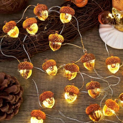 Guirlande Automne Lumineuse, 3 Mètres 30 LED Lumière avec des Glands D'automne, Décoration Lumineuses LED pour Automne Fêtes, Halloween, Thanksgiving (1/4)