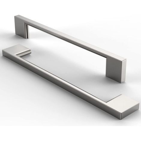 Maniglie per mobili in acciaio inox spazzolato - Set da 5 pezzi per cassetti, armadi e cucine (argento, interasse fori 160 mm) (1/4)