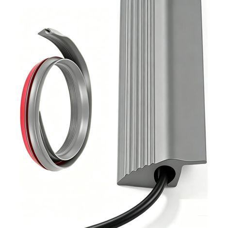 Goulotte Cache Câble Sol 1m Gris Flexible Auto-Adhésif Anti-Trébuchement, Passe Fil Caoutchouc Découpable pour Maison Bureau Tapis Parquet (1/5)
