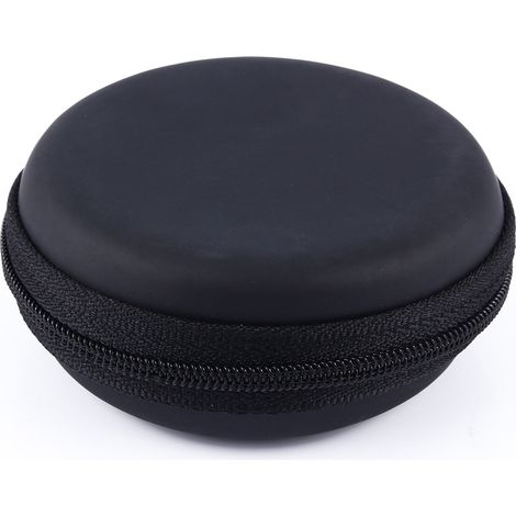 Étui de rangement rond rigide portable pour casque audio, pochette de protection pour casque, petit organiseur rond pour pièces de monnaie et petits accessoires (1/5)
