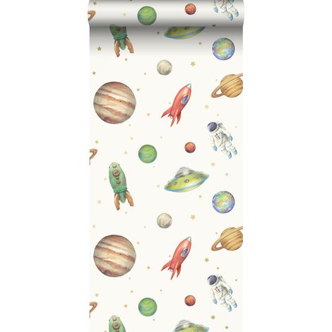 papier peint Univers blanc, vert et rouge  - Sanders & Sanders (1/5)