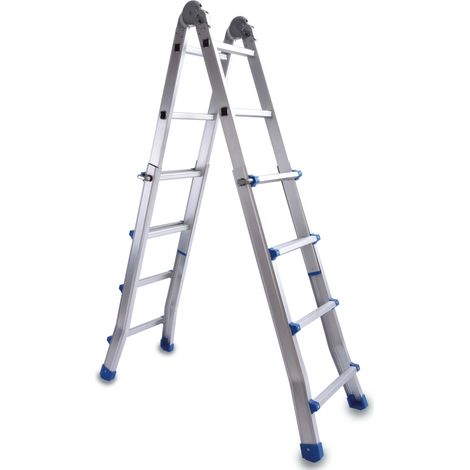 Scala 4+4 Gradini Allungabile 4.2 Multiuso Scaletta Zoppa Alluminio Telescopica (1/6)