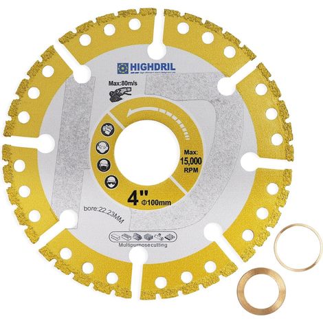 Disque Diamant pour Métal - 100mm Universal Vacuum Brazed Disques à Tronçonner pour Barres D'armature Feuilles Métal Fer à Angle Acier Inoxydable Béton Granit Marbre (1/5)