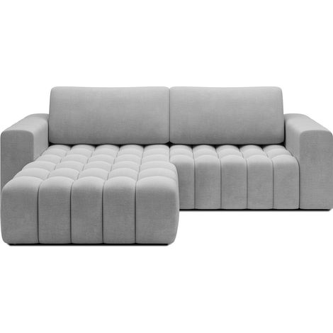 Canapé d'angle gauche convertible Clovis Velours Gris (1/5)