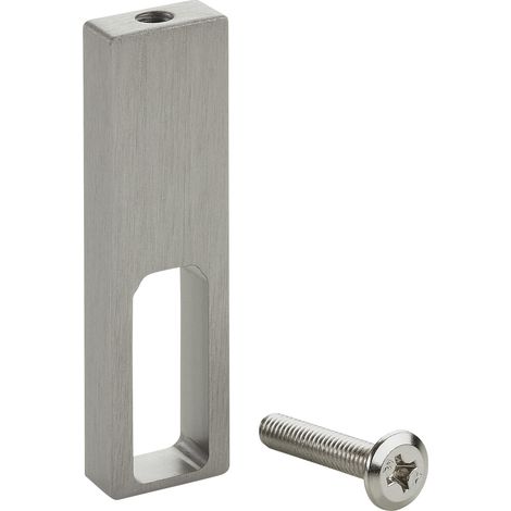 SOTECH Designer Schrankrohr NANO Alu Kleiderstange & optionales Zubehör - Mittelträger Unterbaumontage, 75x20x10 mm, Edelstahloptik