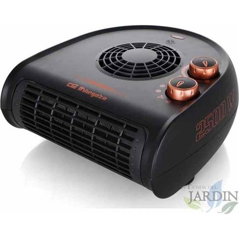 Riscaldatore orizzontale Orbegozo. Due livelli di potenza: 1250W-2500W. Colore Nero-Bronzo. Selettore rotativo a tre posizioni.