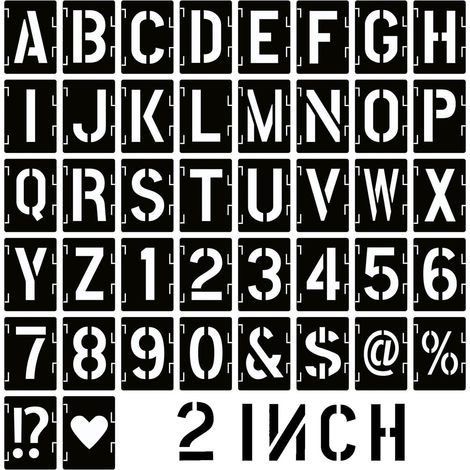 Lot de 42 pochoirs réutilisables en forme de lettres et de chiffres de 5,1 cm pour peinture sur bois, mur, tissu, roche, panneau, projets artistiques DIY (5,1 cm/42 pcs) (1/5)