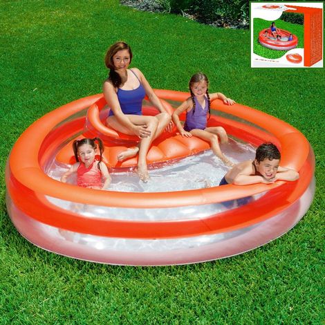 Trade Shop - Piscina Gonfiabile Rotonda Con Seduta E Schienale 232 X 229 X 63 Cm Esterno - (1/3)