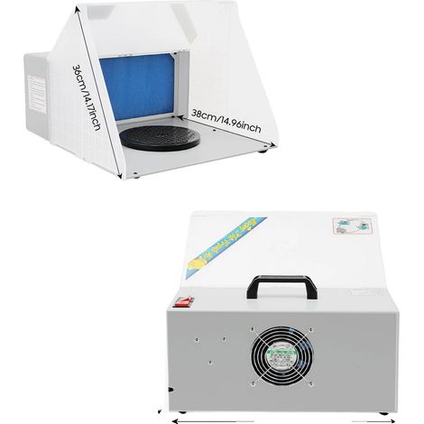 Cabina de pintura, ventilador potente, soporte de sobremesa, BLANCO (1/2)