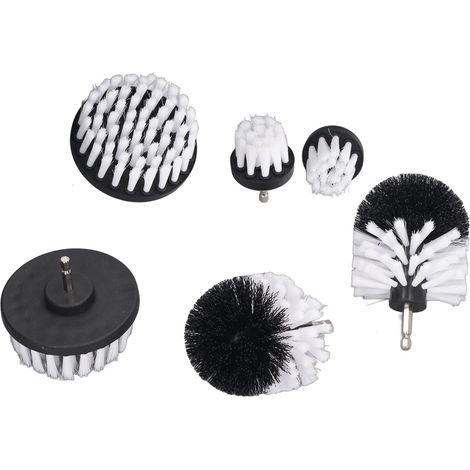 Lot de 6 brosses nettoyage perceuse poils nylon blanc souples antiusure pour angles murs carrelages (1/5)