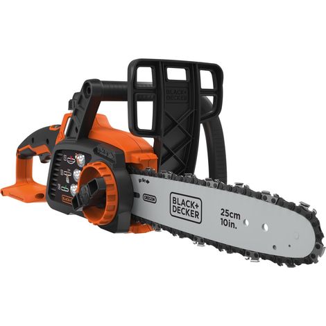 Black & Decker – Tronçonneuse à batterie 25cm GKC1825LB – Tendeur de chaîne sans outil – Moteur puissant pour bois dur – Lubrification semi-automatique