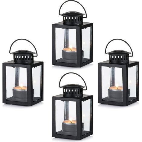 Lanternes pour Bougies Lanternes de Jardin, 4 Pièces Suspendues Petites Lanternes pour Bougie Chauffe-Plat, Bougeoirs Bougie Noire pour Les Événement de Plein Air en Intérieur (1/4)