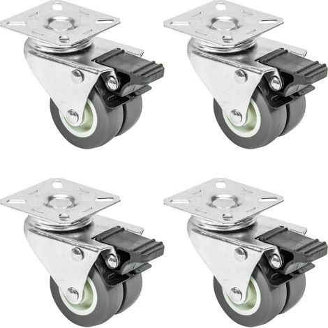 Roulettes - Double Roulement Polyuréthane 50 mm - Charge Max 100 kg Par Roulette - Pour Meubles Équipements Industriels - Lot De 4 (1/5)
