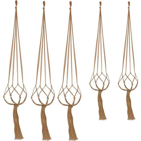 Macrame Plant Hanger - Cotton Rope Hanging Pot Holder - Indoor Outdoor Balcony Garden Decoration - 89 cm 105 cm - 5 Pieces (1/5)