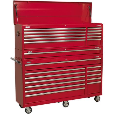 Sealey AP66COMBO1 Topchest, Mid-Box & Rollcab Combination 23 Drawer with Ball Bearing Slides - Red
