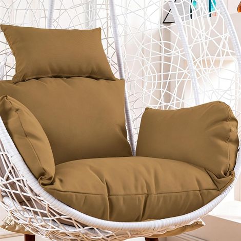 Coussin de fauteuil suspendu - Housse de coussin lavable - Extra épais - Coussin d'assise doux avec appui-tête - Coussin de rechange pour panier suspendu - Marron (1/5)