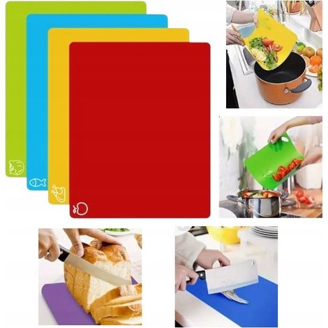 Set aus 4 Schneidebrettern mit bunten Lebensmittel-Icons 27,1 x 37,6 cm (1/5)